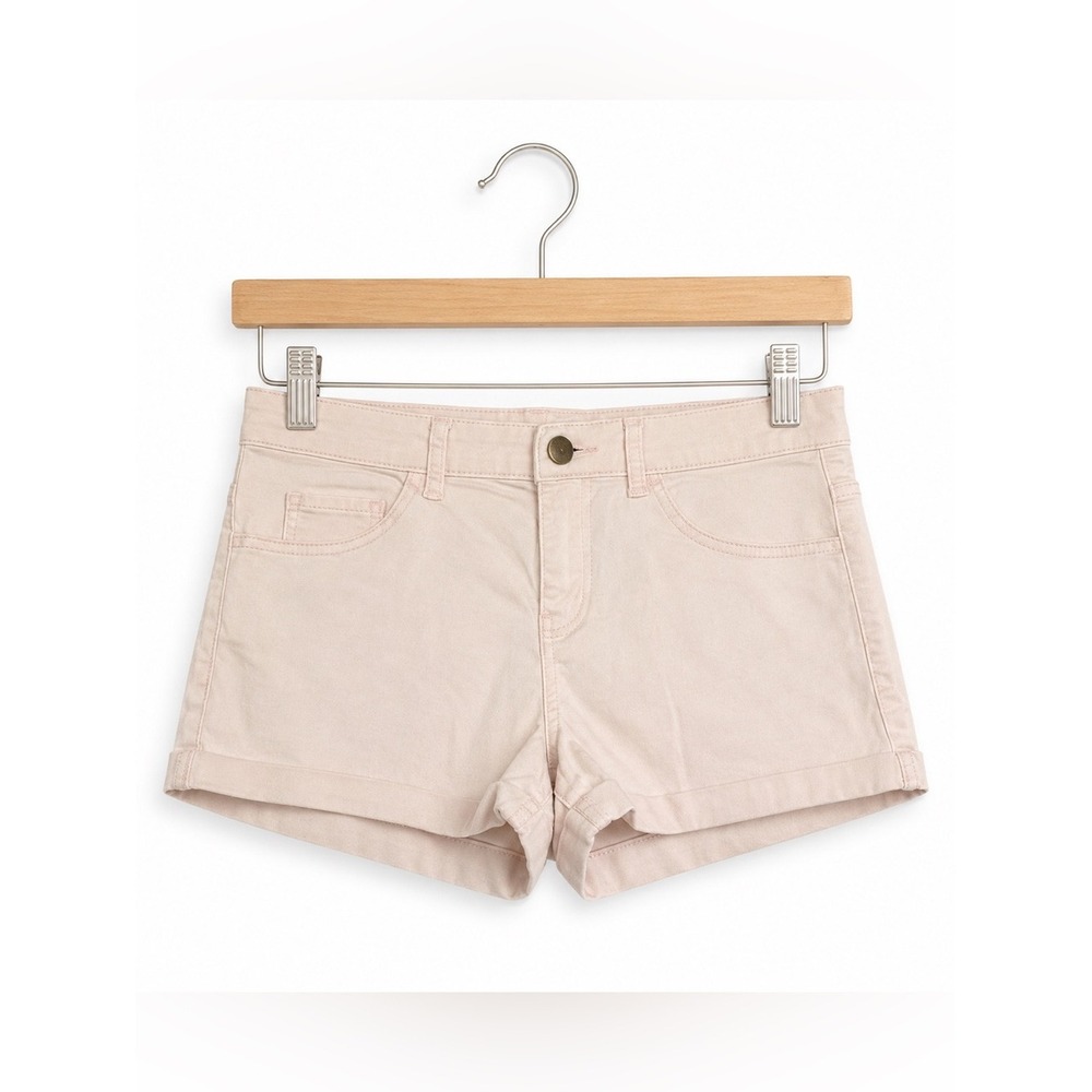 H&M Womens Shorts Size 4 Pink Cuffed Twill High Rise Cotton Blend Stretch